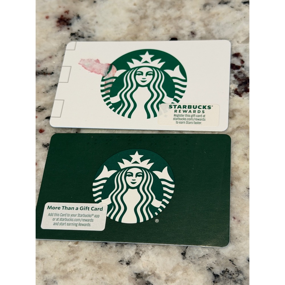 Starbucks Gift Card $45 Value on 2 Cards Siren Logo with Holder Coffee Cafe USA